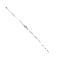 Imagen de PULSERA ESCLAVA SAN JUDAS TADEO CON ZIRCONIAS VERDES AJUSTABLE. PLATA 0.925