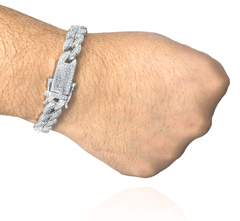 Pulso Barbado Cubano 10mm Con Zirconias. Plata 0.925 - comprar en línea