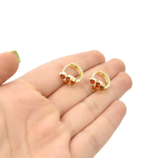 Huggie Flor 3 Pétalos y Hoja. Oro Laminado 18k - tienda en línea