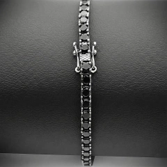 PULSO TENIS CON ZIRCONIAS NEGRAS 3MM. PLATA .0.925 en internet