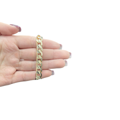 Cadena barbada de 8 mm con líneas / diamantada. Oro Laminado 18K. - comprar en línea