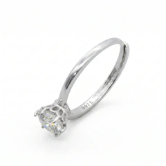 Anillo Alba Ajustable Moissanita 7mm. Plata .925 en internet