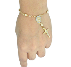 MISTERIO VIRGEN CON ZIRCONIAS. DORADO CON CRUZ. ORO LAMINADO 18K - comprar en línea