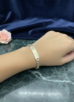 ESCLAVA BARBADA BITONO DIAMANTADA 6mm . Oro Laminado 18k en internet