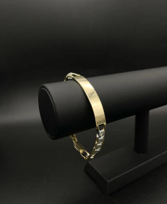 Esclava figaro 3x1 de 10mm Diamantada Bitono. Oro Laminado 18k en internet