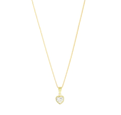 Collar Dije Corazón Bisel Zirconia Oro 10K Mas Cadena Chapa De Oro 22K en internet
