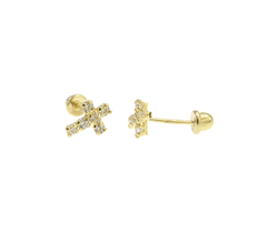Broqueles De Cruz Con Zirconias. Oro 10K - comprar en línea