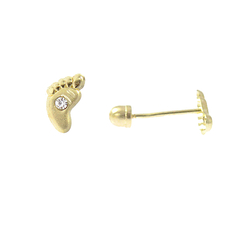Broqueles Huella Pie Con Zirconia. Oro 10K - comprar en línea