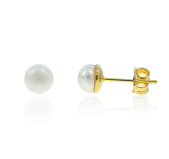 Broqueles Botón De Perla. Chapa De Oro 22K - comprar en línea