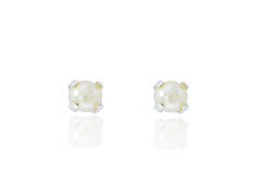 Broqueles Mini Perla Cultivada 3mm. Plata Ley .925