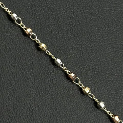 Rosario San Benito con Zirconia 3mm. Bolitas Facetaas Tres Oros. Oro Laminado 18K en internet