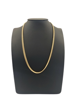 Cadena barbada 5mm premium con zirconias en broche. Oro Laminado 18k