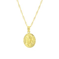 Collar Medalla Sagrado Corazón De Jesus Mas Cadena. Oro Laminado 18k