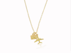 Collar Dijes Avión Y Maleta. Chapa De Oro 22K - comprar en línea