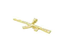 Dije Rifle AK-47 Dorado Con Zirconias. Oro Laminado 18k - tienda en línea