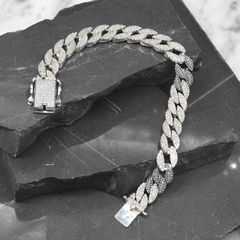 Pulso Barbado Cubano 10mm Con Zirconias. Plata 0.925 en internet