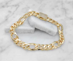 Pulso Fígaro 3x1 Zirconias En Broche 10mm. Oro Laminado 18k en internet