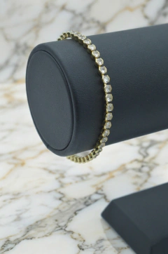 Pulsera Tenis Zirconia Blancas 3mm. Oro Laminado 18k. en internet