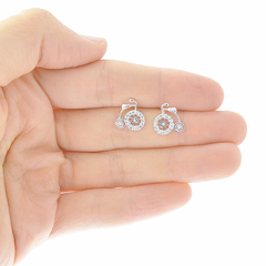 Broqueles Bicicleta Con Zirconias. Plata Ley .925 - comprar en línea