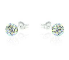 Broqueles Bola De Fuego Con Zirconia Incrustada. Plata Ley .925 - CATÁLOGO BLANCO