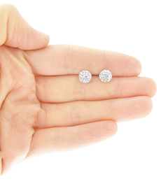 Broqueles Bola De Fuego Con Zirconia Incrustadas 7mm. Plata Ley .925 - comprar en línea