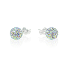Broqueles Bola De Fuego Con Zirconia Incrustadas 7mm. Plata Ley .925 - CATÁLOGO BLANCO