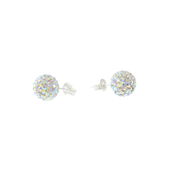 Broqueles Bola De Fuego Con Zirconia Incrustadas 9mm. Plata Ley .925 - CATÁLOGO BLANCO