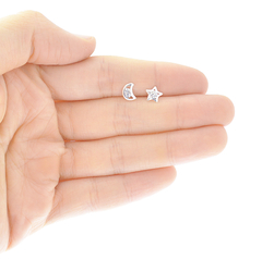 Broqueles Luna Y Estrella Con Zirconia. Plata Ley .925 en internet