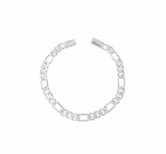 Pulso Fígaro 3x1 Diamantado 7mm. Plata Ley .925