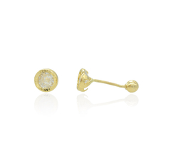 Broqueles Zirconia Bisel Diamantado 4.5mm. Oro 10k
