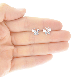 Broqueles Mariposa Con Zirconias. Plata Ley .925 - comprar en línea