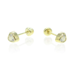Broqueles Corazón Zirconia Blanca. Chapa De Oro 22K - comprar en línea
