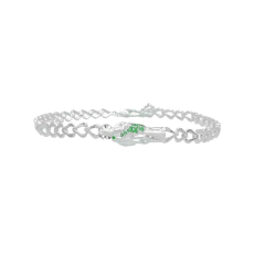 PULSERA ESCLAVA SAN JUDAS TADEO CON ZIRCONIAS VERDES AJUSTABLE. PLATA 0.925 - CATÁLOGO BLANCO