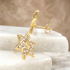 Broqueles Estrella con Zirconias. Broche de Mariposa. Oro Laminado 18K en internet