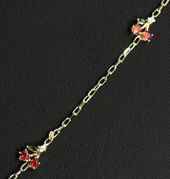 Collar Ajustable Corbatero Cereza. Oro Laminado 18k - tienda en línea