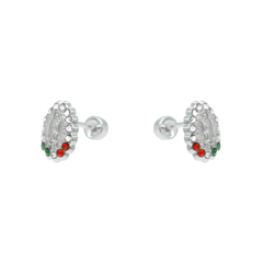 Broqueles Virgen De Guadalupe Oval Zirconia. Plata 0.925 - comprar en línea