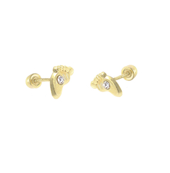 Broqueles Huella Pie Con Zirconia. Oro 10K en internet