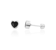 Broqueles Corazón Bisel Zirconia 5mm. Plata Ley .925 - tienda en línea