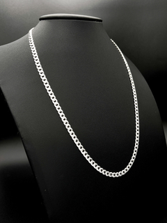 Cadena Barbada doble vista, diamantada y lisa. Plata Italiana 0.925 - tienda en línea