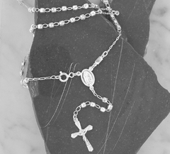 Rosario Virgen De Guadalupe Facetado 3mm. Plata 0.925 - CATÁLOGO BLANCO