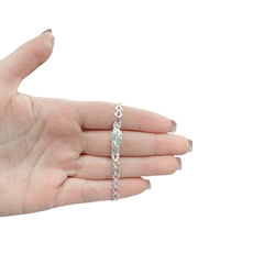 PULSERA ESCLAVA SAN JUDAS TADEO CON ZIRCONIAS VERDES AJUSTABLE. PLATA 0.925 - tienda en línea
