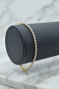 Pulsera Tenis Zirconias Blancas 2mm. Oro Laminado 18k - CATÁLOGO BLANCO