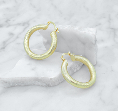 Arracadas Satinadas 3cm. Oro Laminado 18k - tienda en línea