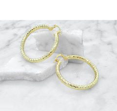 Arracadas Biseladas 4cm. Oro Laminado 18k - tienda en línea