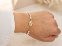 Misterio Virgen De Guadalupe Con Perlas y Zirconias 5mm. Oro Laminado 18K - comprar en línea