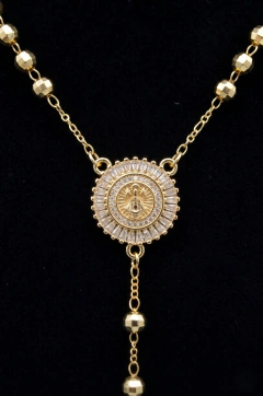 Rosario Virgen De San Juan De Los Lagos Zirconia. Bola Facetada 4mm. ORO LAMINADO 18K - comprar en línea