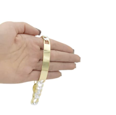 Esclava figaro 3x1 de 10mm Diamantada Bitono. Oro Laminado 18k - tienda en línea