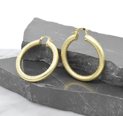 Arracadas Satinadas 4cm. Oro Laminado 18k - tienda en línea