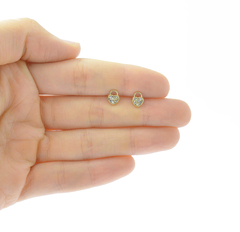 Broqueles Silueta Candado Corazón Zirconias. Oro 10K - CATÁLOGO BLANCO