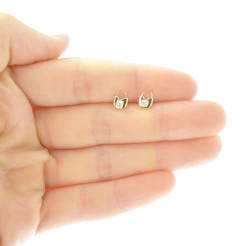 Broqueles Candadito Zirconia. Oro 10K - CATÁLOGO BLANCO